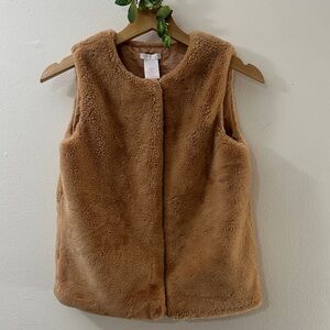 SHABBY CHIC Tan Faux Fur Vest SIZE XL (GIRL’S) US 2 4 Warm Layer Fall Plush Fall